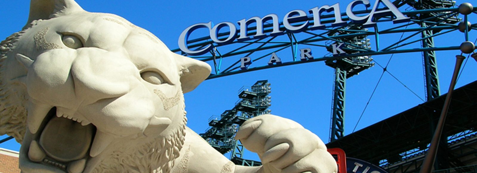 Tiger statue outside of Comerica Park